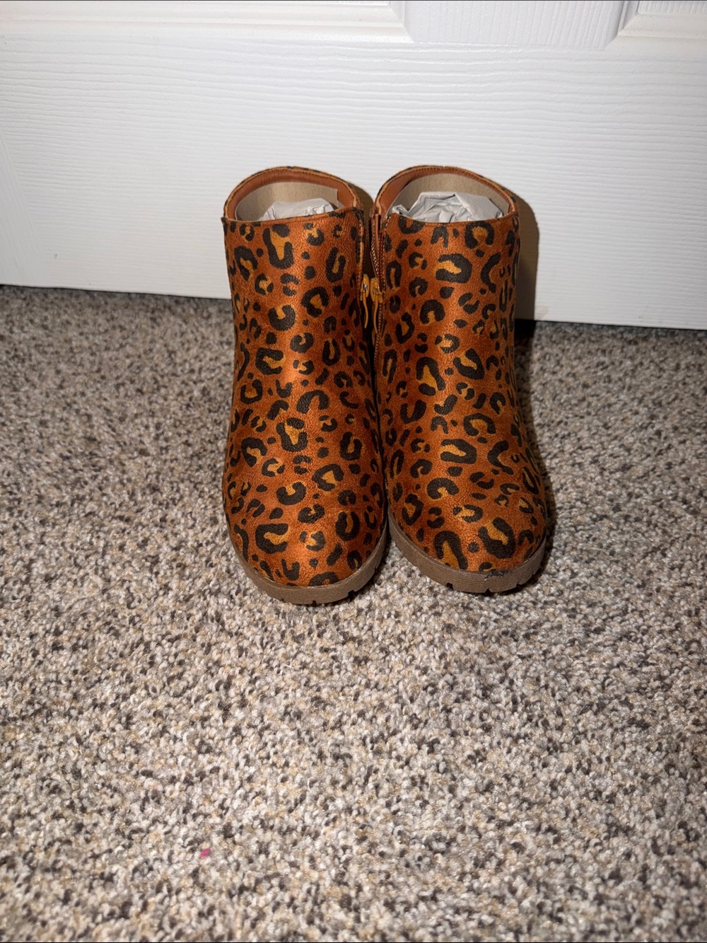 fabkids Leopard Print Brown Ankle Boots